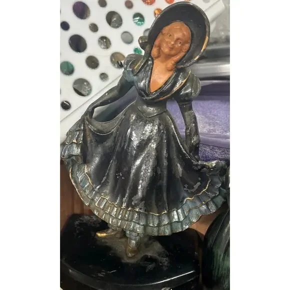 1930s JB Hirsch Cold Painted French Bronze Figure on Marble Pleased to Meet You